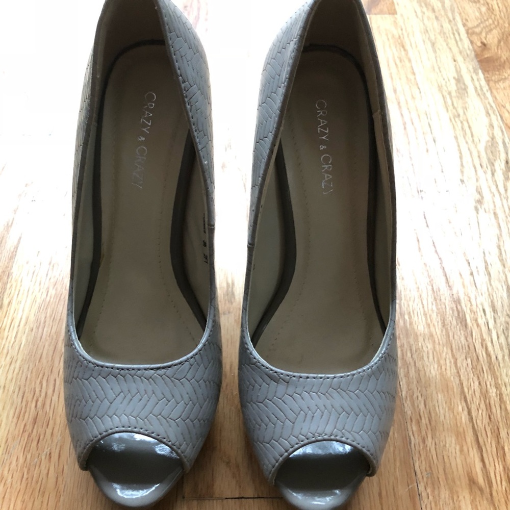 Grey faux leather peep toes BRAND NEW